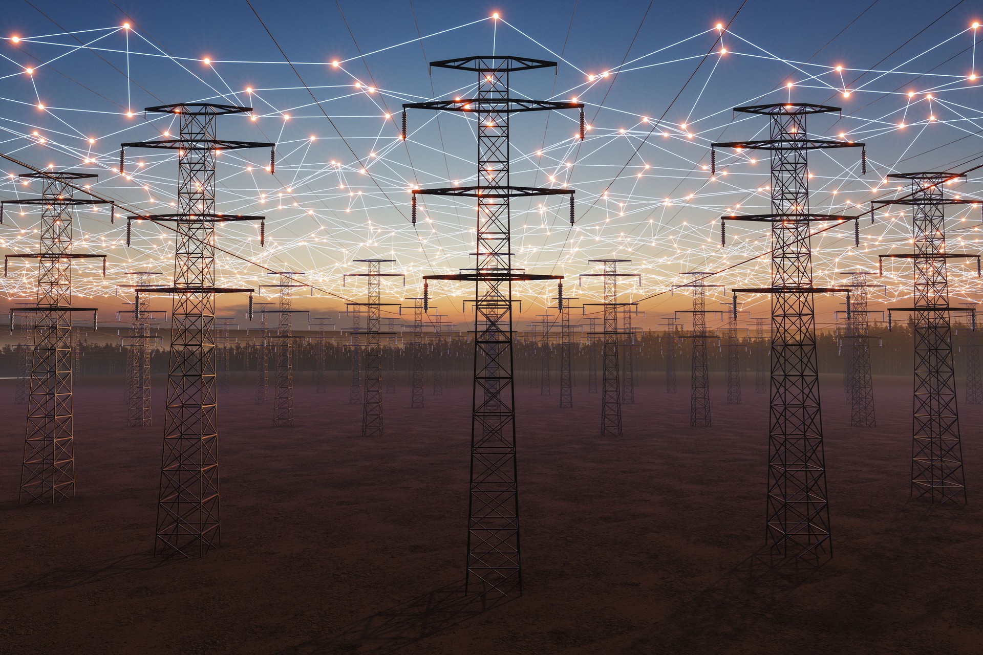 Power Transmission Lines With Plexus And Connection Dots